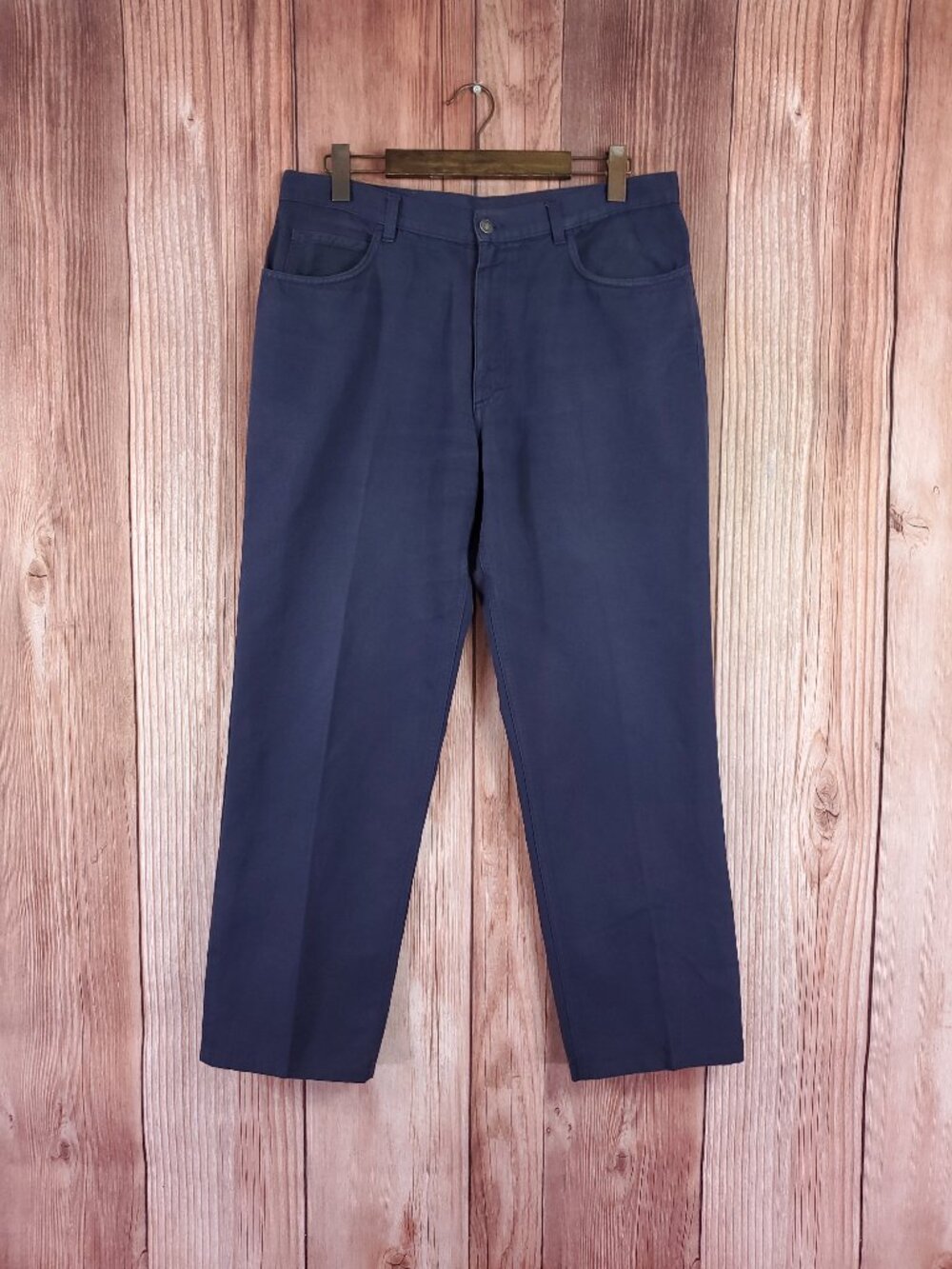 Loro Piana Mens 36 Cotton Linen Pants Trousers Made in Italy Straight Navy Blue